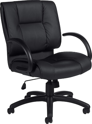 Offices To Go Luxhide Executive Mid-Back Chair, Bonded Leather, Black (OTG2701BL20)