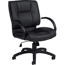 Offices To Go Luxhide Executive Mid-Back Chair, Bonded Leather, Black (OTG2701BL20)