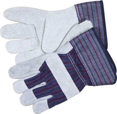 Memphis Gloves® Safety Economy Leather Palm Gloves; Large, Grey