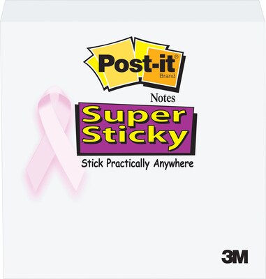 Post-it® Super Sticky Notes, 3 x 3, Pink, Ribbon-Shaped, 3 Pads/Pack (6333SSBCA3)