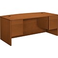 HON 10500 Series Bow Front Double Pedestal Desk, Bourbon Cherry, 29 1/2H x 72W x 36D