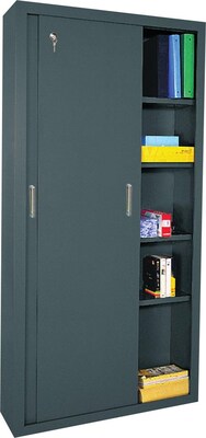 Sandusky 72H Sliding Door Steel Storage Cabinet with 5 Shelves, Charcoal (BA4S361872-02)