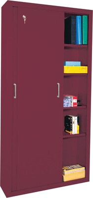 Sandusky 72H Sliding Door Steel Storage Cabinet with 5 Shelves, Burgundy (BA4S 361872-03)