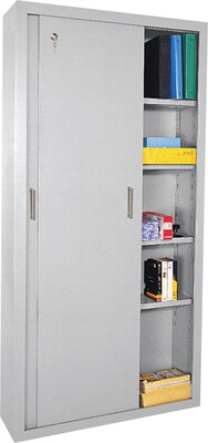 Sandusky 72H Sliding Door Steel Storage Cabinet with 5 Shelves, Dove Grey (BA4S 361872-05)
