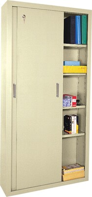 Sandusky 72 H Sliding Door Steel Storage Cabinet With 5 Shelves