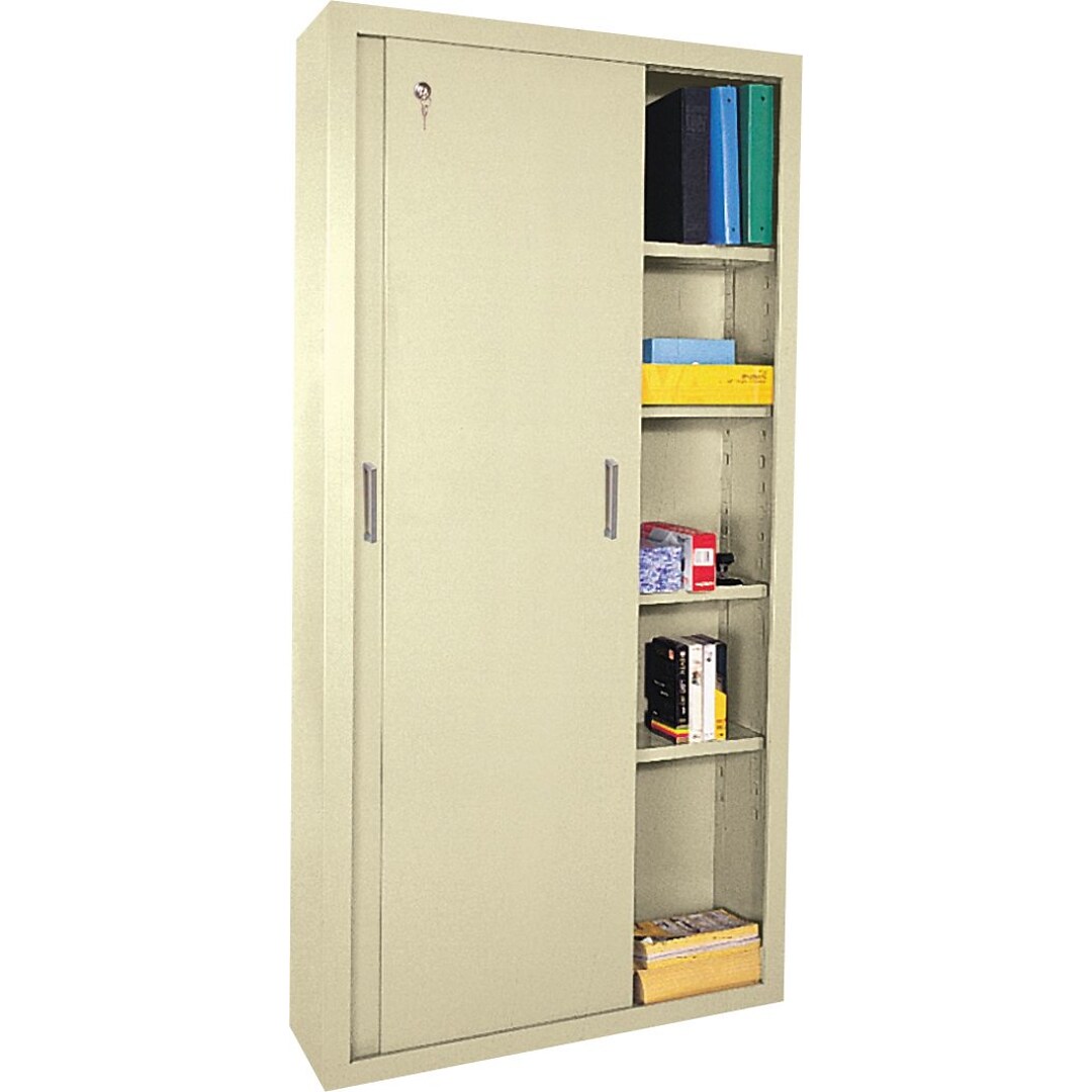 Sandusky 72 H Sliding Door Steel Storage Cabinet With 5 Shelves