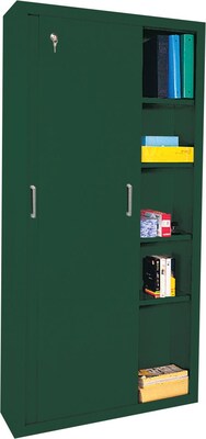 Sandusky 72H Sliding Door Steel Storage Cabinet with 5 Shelves, Forest Green (BA4S 361872-08)