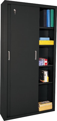 Sandusky 72H Sliding Door Steel Storage Cabinet with 5 Shelves, Black (BA4S 361872-09)