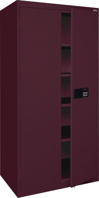 Sandusky 72H Keyless Electronic Lock Steel Storage Cabinet with 5 Shelves, Burgundy (EA4E361872-03)