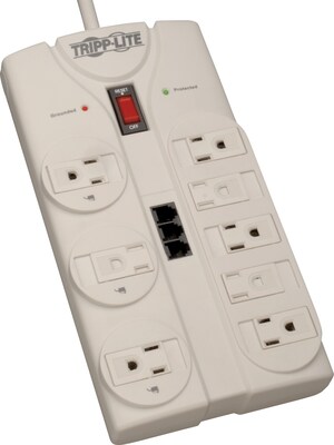 Tripp Lite® 8-Outlet Surge Protector, White, 8-ft. Cord, 2160 Joules