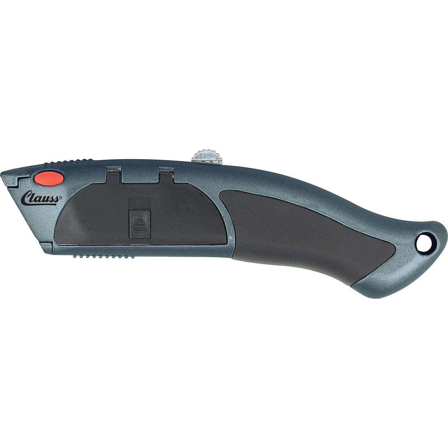 Clauss® Steel/Rubber Auto-Load Razor Blade Utility Knife With 10 Blades, Black/Silver