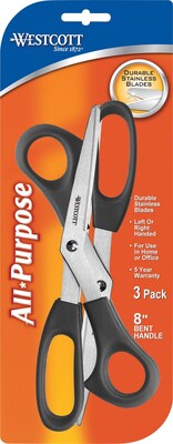 Westcott® Bent All Purpose Value™ Scissors, 8, 3/Pk