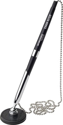 MMF Industries™ Chain-Riter™ Stick-On Counter Pen w/Chrome Handle, Black, Each