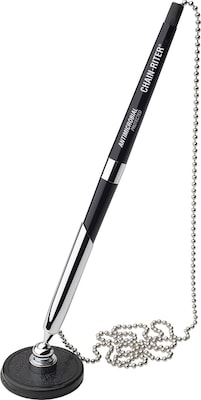 MMF Industries™ Chain-Riter™ Stick-On Counter Pen w/Chrome Handle, Black, Each