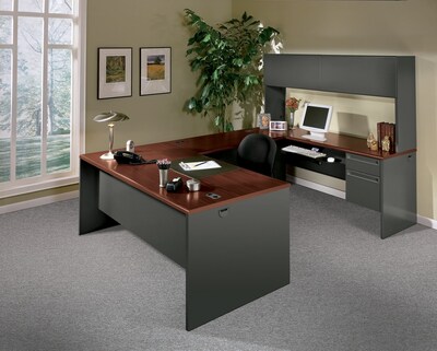 HON® 38000 Series 72'' Right Pedestal Desk, Mahogany/Charcoal (H38293RNS)