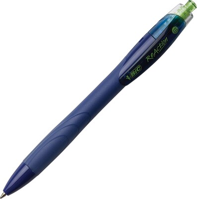 BIC ECOlutions ReAction Retractable Ballpoint Pens, Medium Point, Blue, Dozen