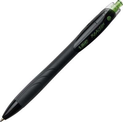 BIC ECOlutions ReAction Retractable Ballpoint Pens, Medium Point, Black, Dozen