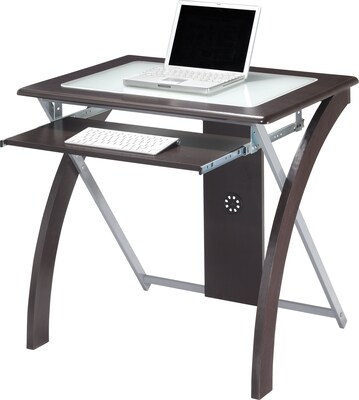 OSP Designs X-Design Glass Top Computer Desk, Espresso