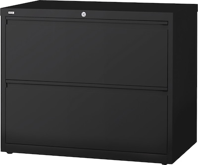 Quill Brand® Commercial 2 File Drawer Lateral File Cabinet, Assembled, Black, Letter/Legal, 30W (20