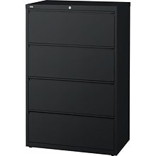 Quill Brand® Commercial 4 File Drawers Lateral File Cabinet, Assembled, Black, Letter/Legal, 30W (2