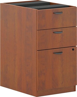 basyx by HON® BL Series 3-Drawer Pedestal Box/Box/File, Medium Cherry, 27 3/4H x 15 5/8W x 21 3/4D