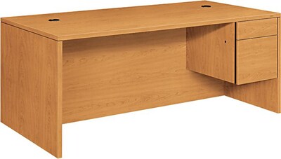 HON® 10500 72W Right Pedestal Desk w/Rect Top in Harvest