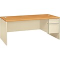 HON® 38000 Series Right-Pedestal Desk, Harvest/Putty, 29 1/2H x 72W x 36D