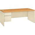 HON® 38000 Series Left-Pedestal Desk, Harvest/Putty, 29 1/2H x 72W x 36D