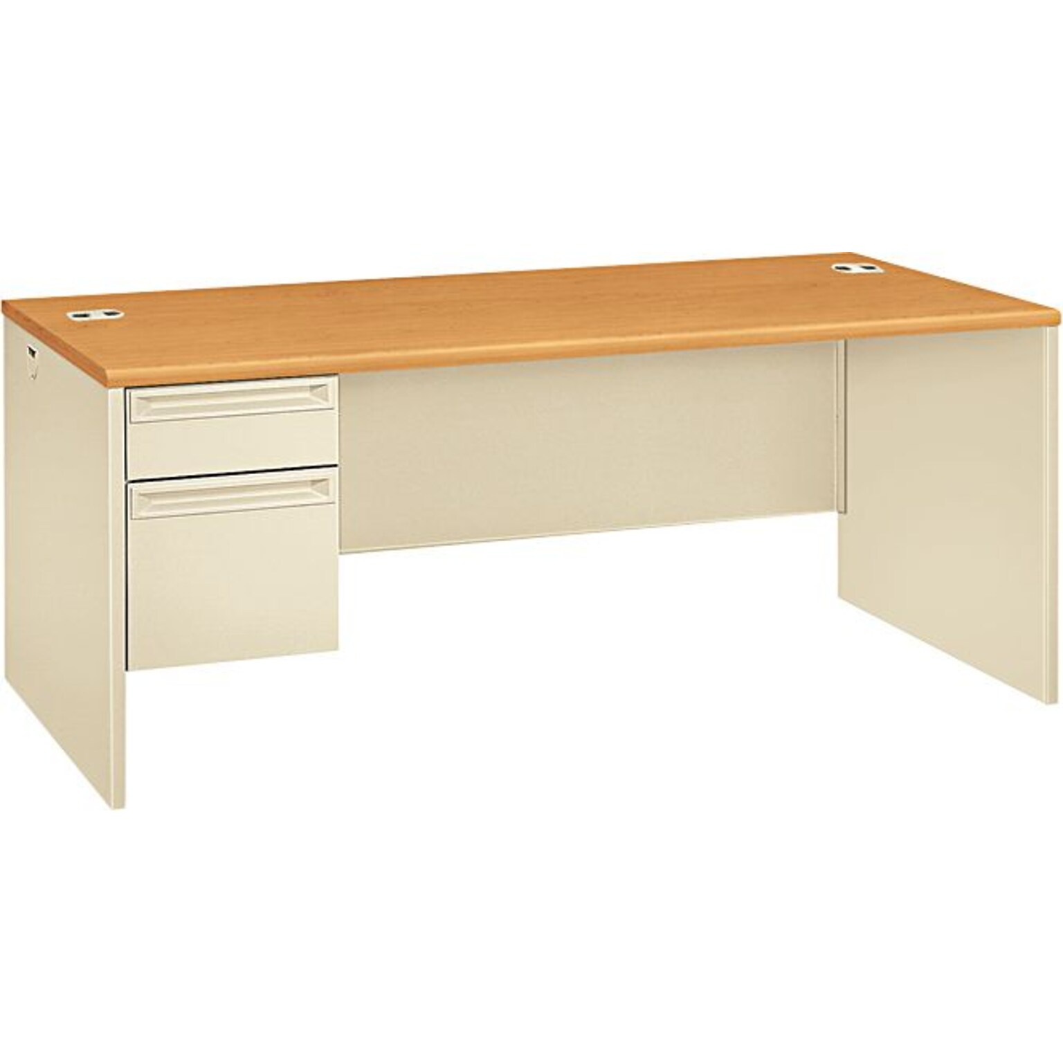 HON® 38000 Series Left-Pedestal Desk, Harvest/Putty, 29 1/2H x 72W x 36D