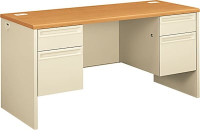 HON 38000 Series Kneespace Credenza with Locks, Harvest/Putty, 29 1/2H x 60W x 24D | Quill