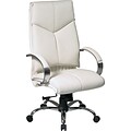 Office Star® Leather Executive High-Back Chair, White and Chrome