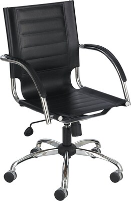 Safco Flaunt Leather Back Recycled Leather Executive Chair, Black (3456BL)