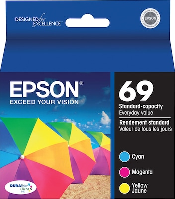 Epson T69 Cyan/Magenta/Yellow Standard Yield Ink Cartridge, 3/Pack