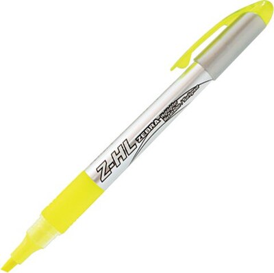 Zebra Z-HL Highlighter with Grip, Chisel Tip, Yellow, 12/Pack (ZEB77050)