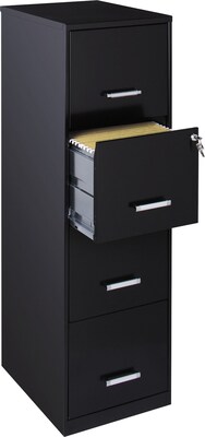 Office Designs 4 Drawer Vertical File Cabinet, Black, Letter Size, 18D (16883)