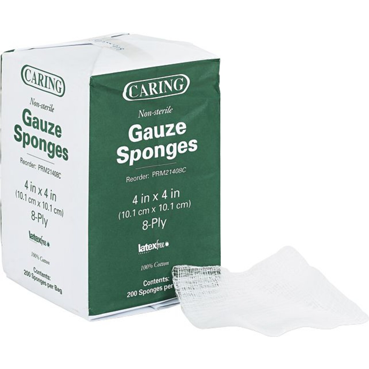 Medline Caring®, 4 x 4, Non-Sterile 8 Ply Woven Gauze Sponges,  200/PK (MIIPRM21408C)