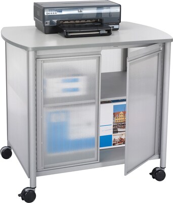 Safco 2-Shelf Plastic/Poly Mobile Machine Stand with Swivel Wheels, Gray (1859GR)