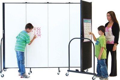 Screenflex Portable Dry-Erase Boards, 3 Panels, 72H x 69W, Black