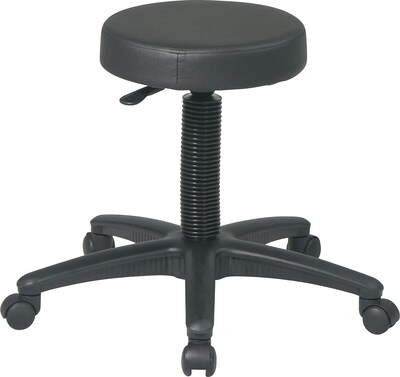 Office Star Intermediate Faux Leather Backless Stool, Black