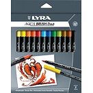 Lyra Aqua Brush Duo Paint Marker, Dual Tip Brush Pen, Assorted Colors, 12/Set (6521120)