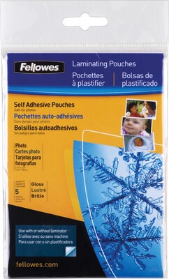 Fellowes Self Sealing Laminating Pouches, Photo, 5 Mil, 5/Pack (5220401)