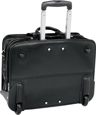McKlein P Series Laptop Rolling Briefcase, Black Leather (88445)