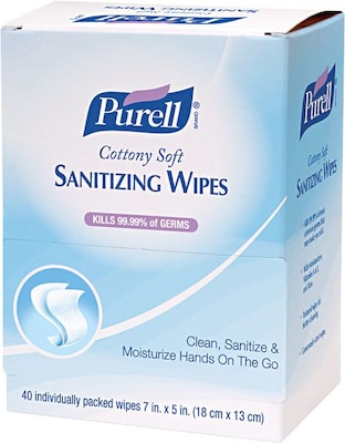 Purell Cottony Soft 62% Alcohol Hand Sanitizing Wipe, Herbal Scent, 480 Wipes/Carton (9025-12)