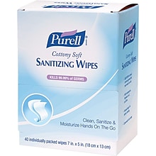 Purell Cottony Soft 62% Alcohol Hand Sanitizing Wipe, Herbal Scent, 480 Wipes/Carton (9025-12)