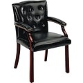 HON® Traditional Wood Seating 6540 Glove-Soft Vinyl Guest Arm Chair, Black