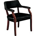 HON® Traditional Wood Seating 6550 Glove-Soft Vinyl Guest Arm Chair, Black