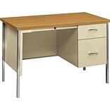 HON® 34000 Series Small Office Desk, 1 Box/1 File Drawer, 45-1/4W, Harvest Laminate, Putty Finish N