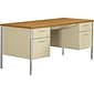 HON® 34000 Series Double Pedestal Desk, 2 Box/2 File Drawers, 60"W, Harvest Laminate, Putty Finish NEXT2018 NEXT2Day