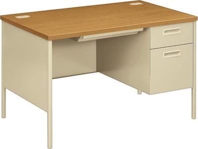 HON® Metro Classic Right Pedestal Desk, Harvest/Putty, 29 1/2H x 48W x 30D