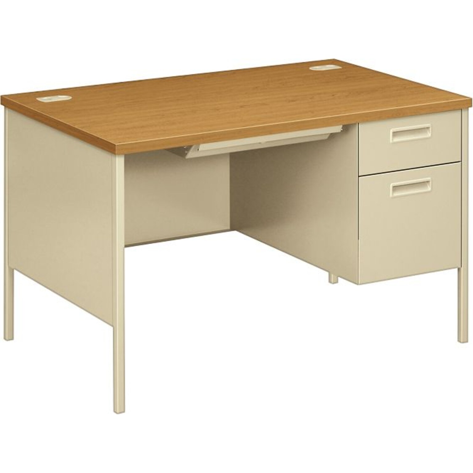 HON® Metro Classic Right Pedestal Desk, Harvest/Putty, 29 1/2H x 48W x 30D